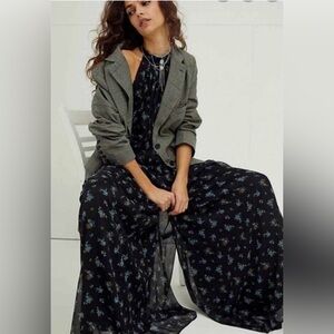 Free People Black Floral Wide Leg Jumpsuit